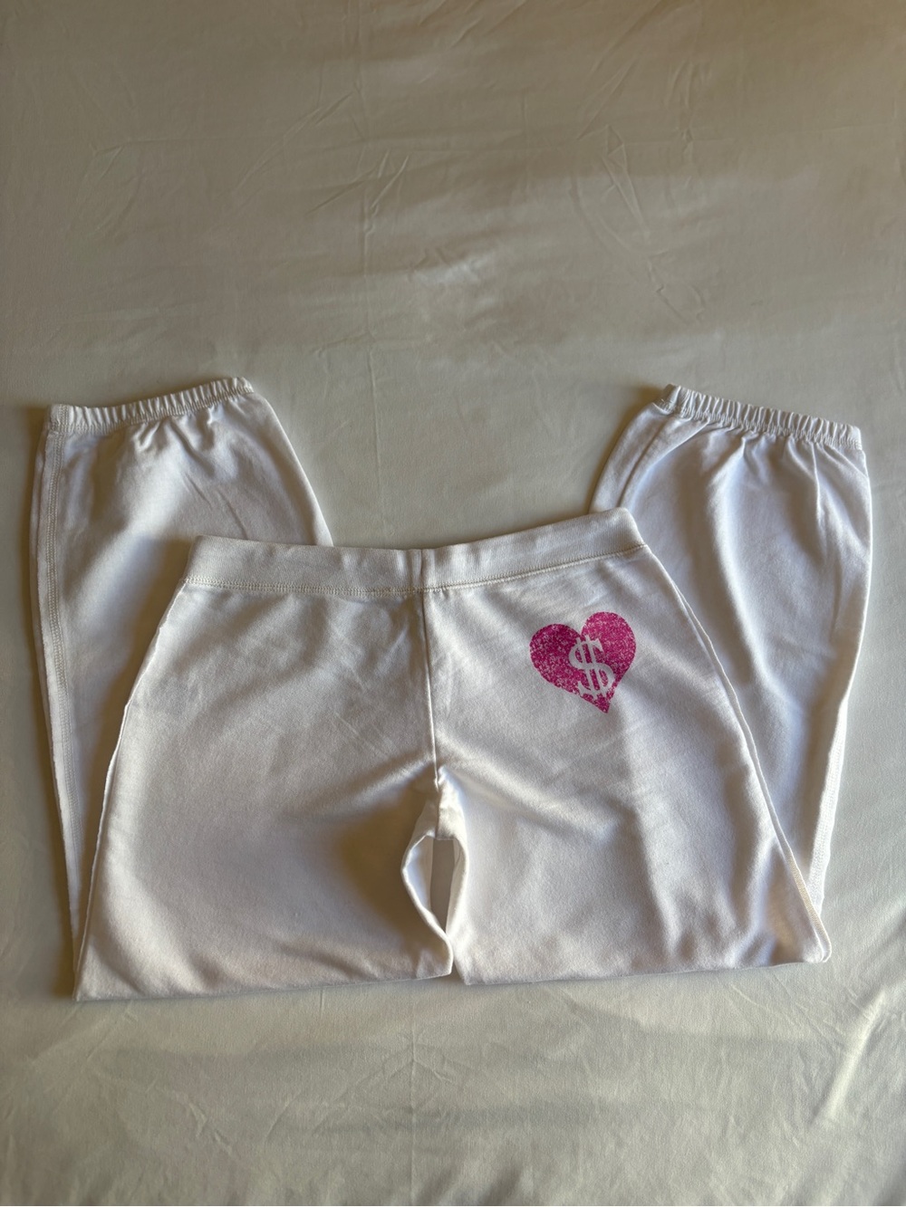Planet Gold White Graphic Capri Sweatpants Heart Dollar Sign Y2K Streetwear Cozy
